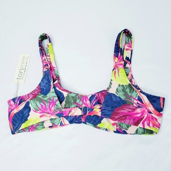 NWT Tori Praver Seafoam Tropical Floral Bralette Bikini Top - Picture 5 of 9